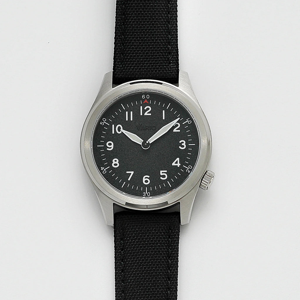 VARIO 1945 A-11S Solar Quartz Field Watch – Raven Black